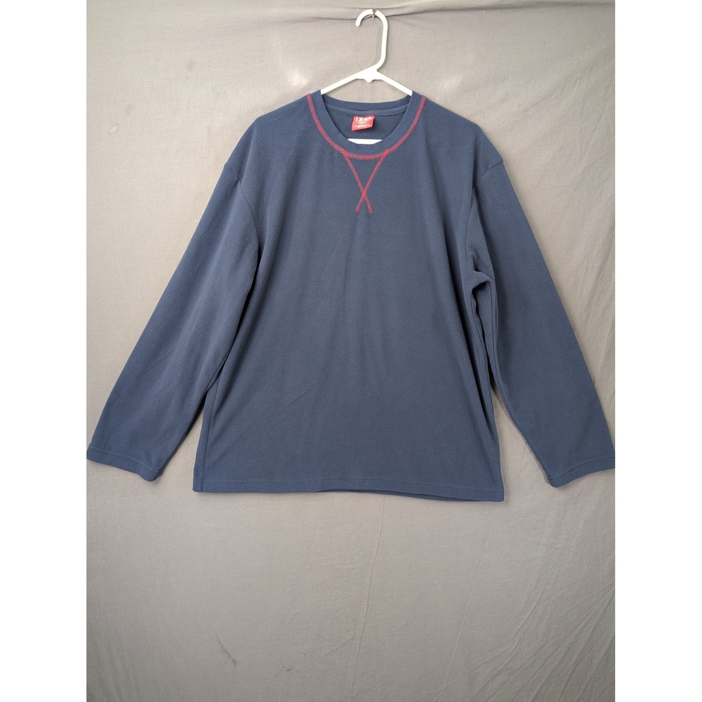 IZOD Mens Fleece Sleepwear Pullover Shirt‎ Blue Long Sleeve Large 5649